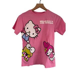 Sanrio Hello Kitty T Shirt Girls Large Pink Cotton Blend Keroppi My Melody Tee